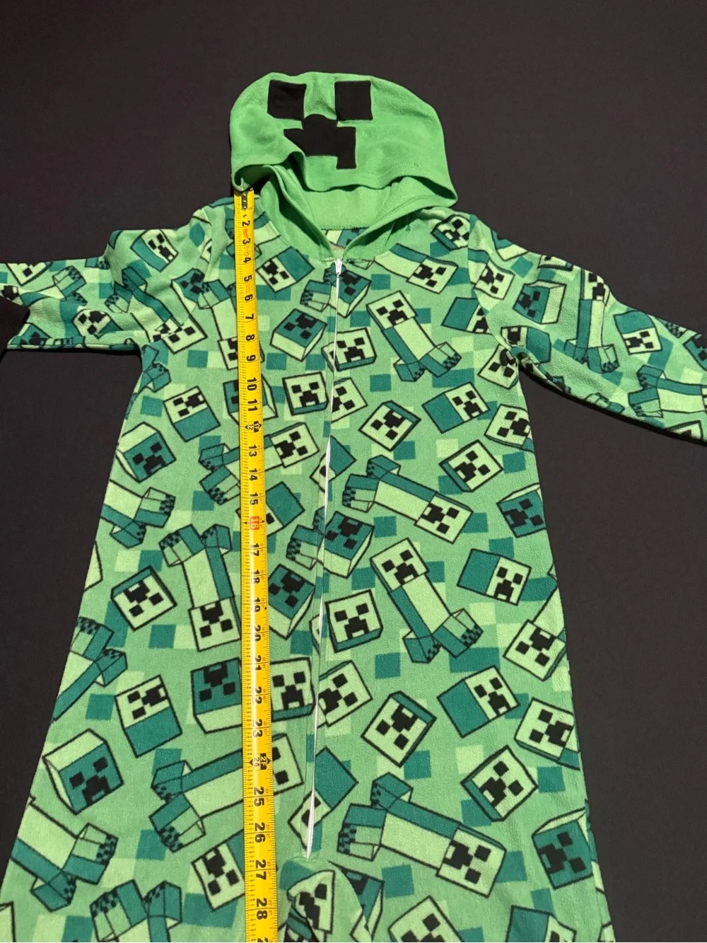 Minecraft Creeper Green Kids Hooded Onesie Pajamas